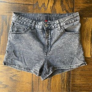 Black denim shorts